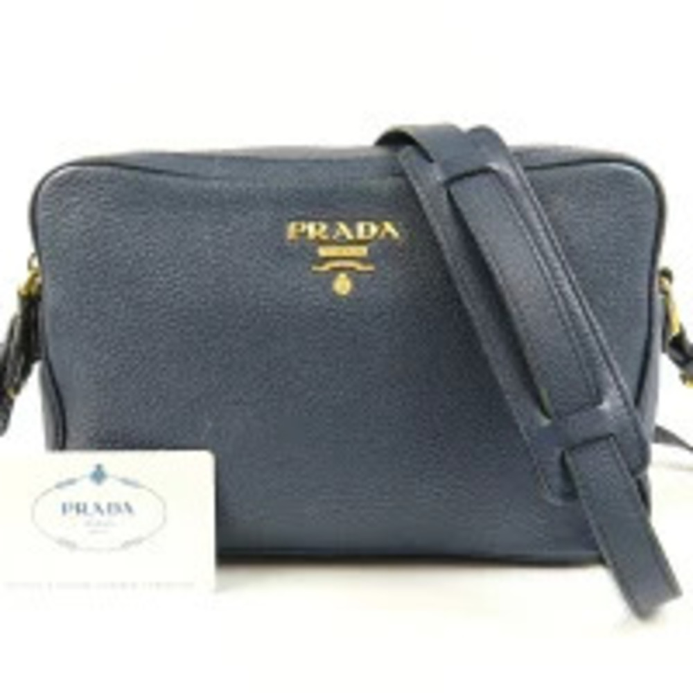 Prada Vitello Daino Crossbody Bag Leather Navy Blue